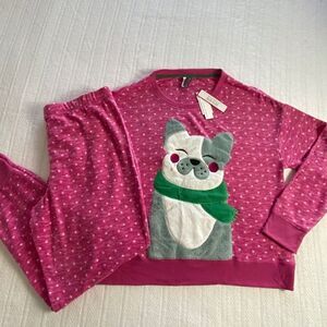 Jaclyn Intimates Women’s Large Cool Dog Plush 2pc Pajama Set